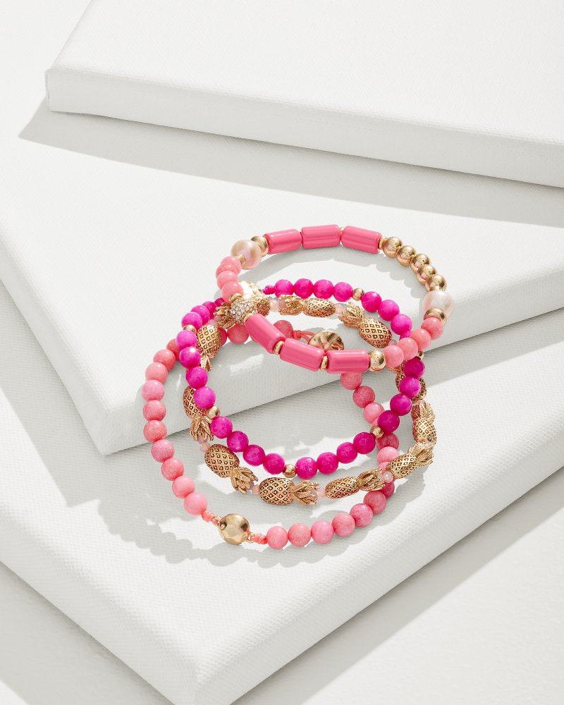 Tommy Bahama Deals - Tropical Blooms Pineapple Beaded Stretch Bracelet Set
