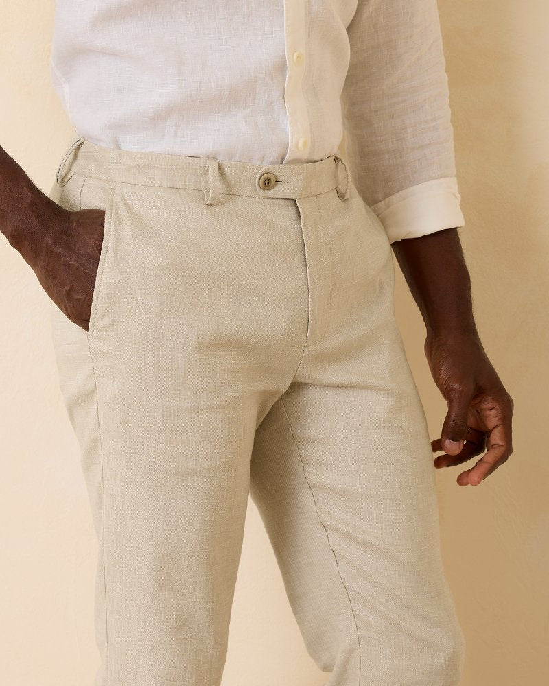 Tommy Bahama New - Big & Tall Latigo Beach Linen-Blend Flat-Front Pants