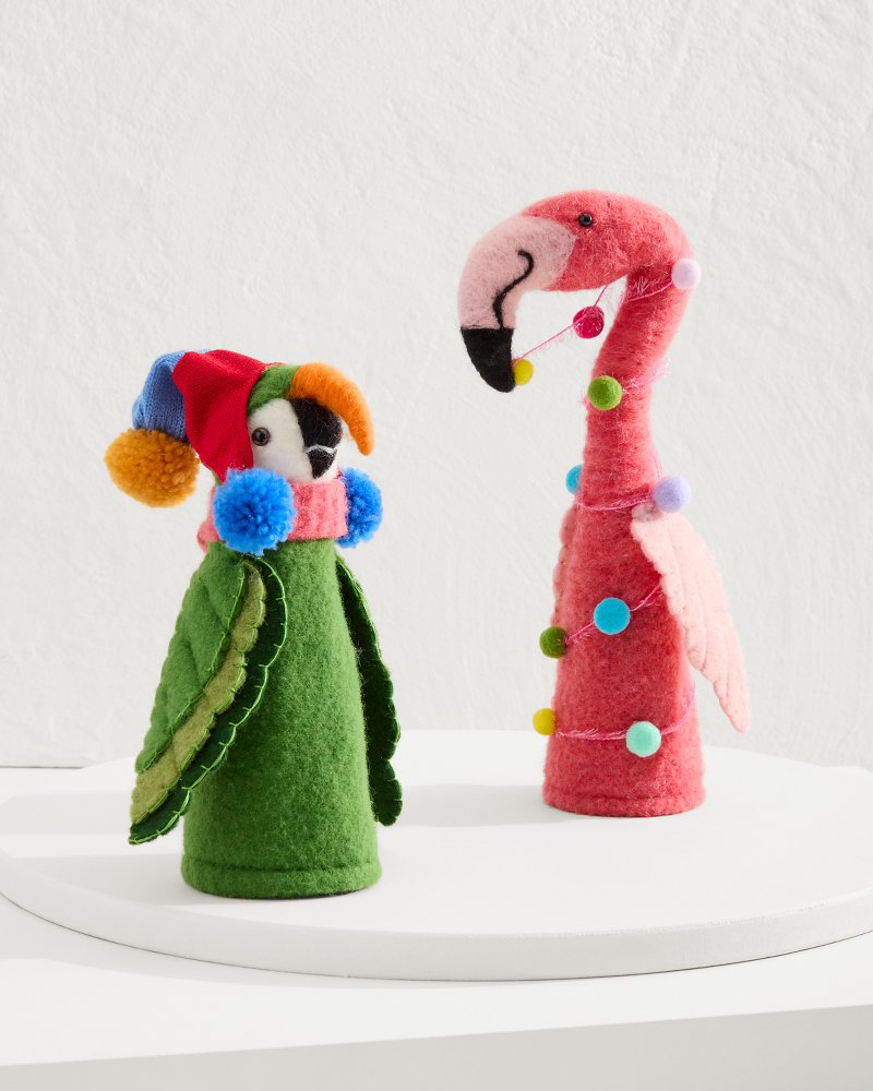 Tommy Bahama Exclusive - Flamingo & Parrot Bottle Topper Set
