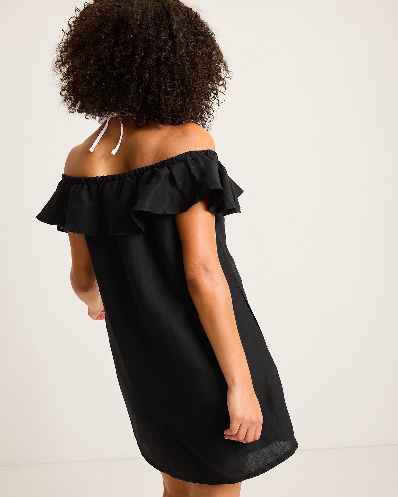 Tommy Bahama Essential - St. Lucia Linen-Blend Off-the-Shoulder Coverup Dress