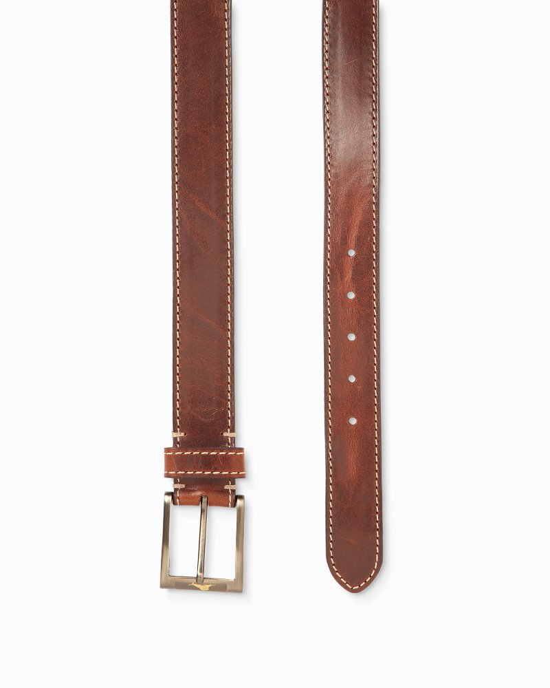 Tommy Bahama Hot Sale - Heavy Stitch Leather Belt