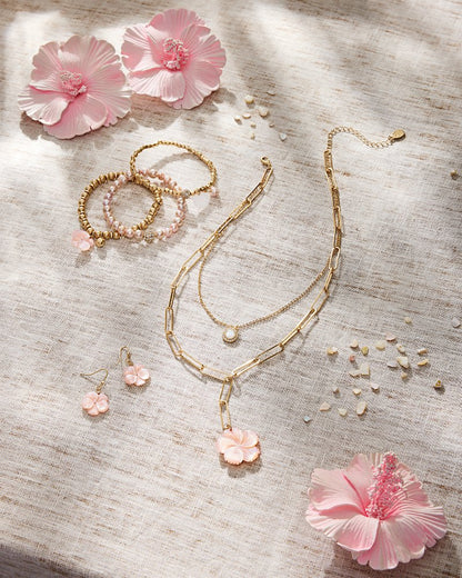 Tommy Bahama Deals - Tropical Blooms Coral Hibiscus Dangle Earrings