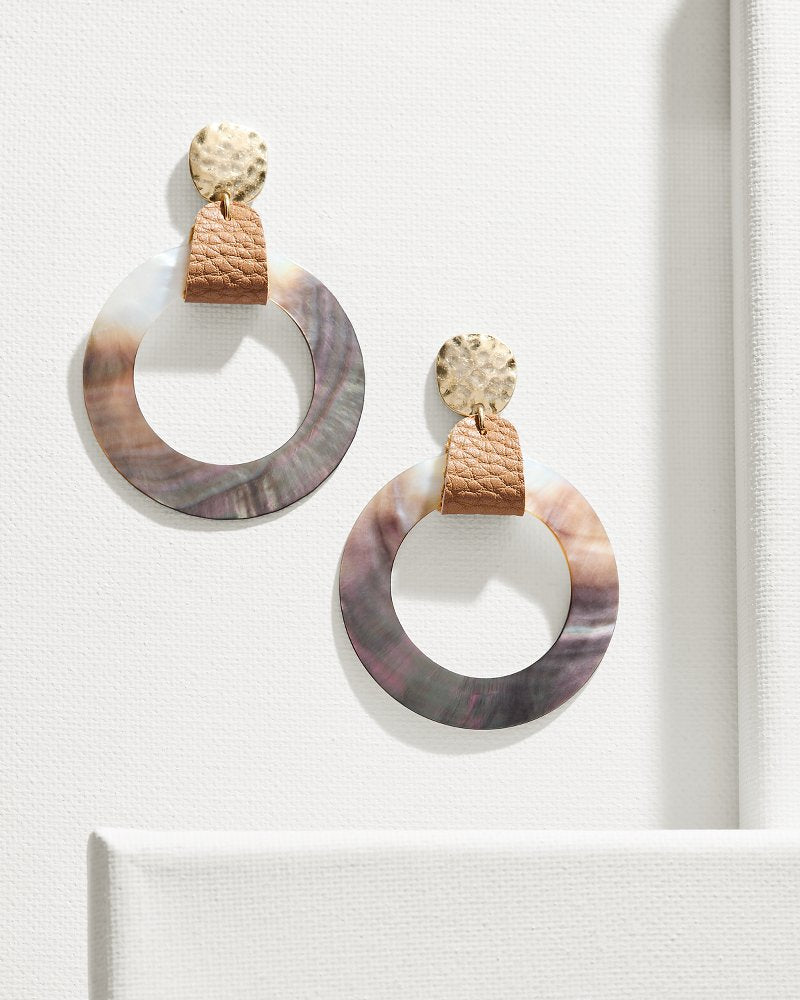 Tommy Bahama Hot Sale - Indigo Shore Grey Shell Drop Hoop Earrings
