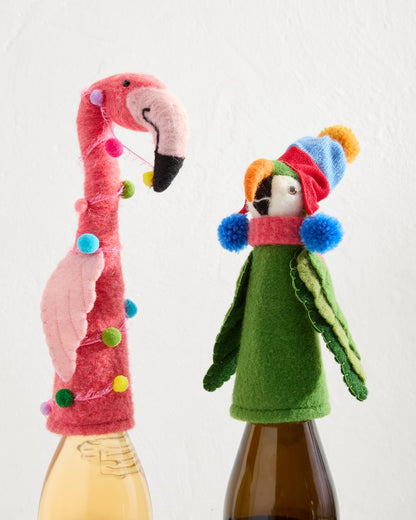 Tommy Bahama Exclusive - Flamingo & Parrot Bottle Topper Set