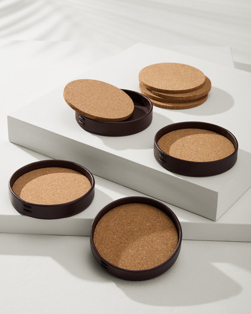 Tommy Bahama Essential - Leather Coasters—Set of 4
