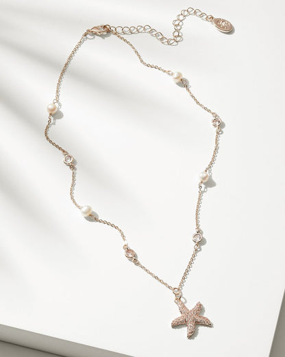 Tommy Bahama Trending - Island Essence Rose Gold Starfish Pearl Necklace