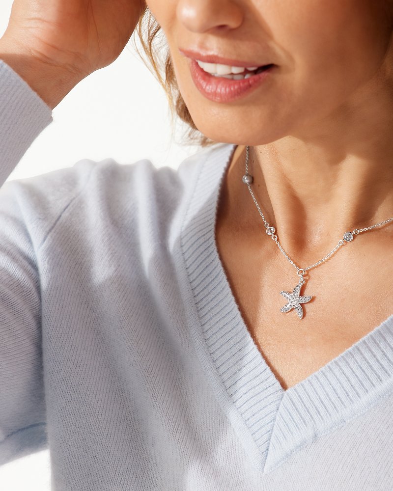 Tommy Bahama Essential - Island Essence Silver Starfish Pearl Necklace