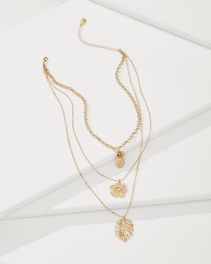 Tommy Bahama Signature - Tropical Blooms Multi-Row Layered Charm Necklace