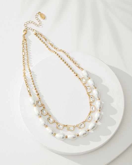Tommy Bahama Popular - Tidal Treasure Baroque Pearl and Stone Layered Necklace