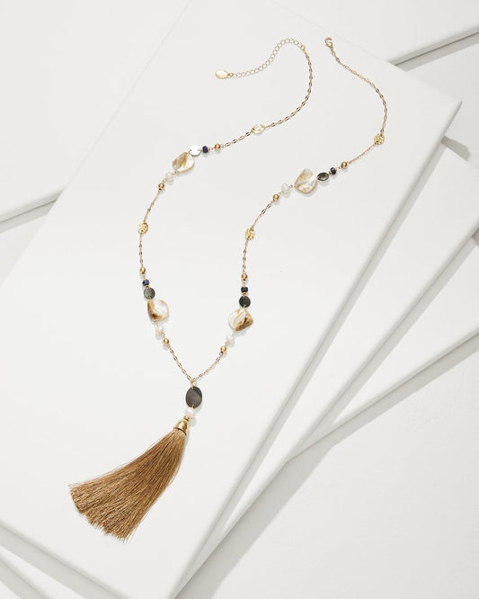 Tommy Bahama Trusted - Indigo Shore Mixed Materials Tassel Necklace