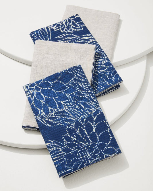 Tommy Bahama Latest - Island Navy Upcycled Reversible Dinner Napkins - Set of 4