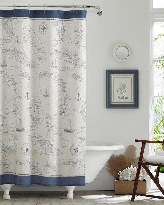 Tommy Bahama Trusted - Caribbean Sea Lt-Pastel Blue Shower Curtain