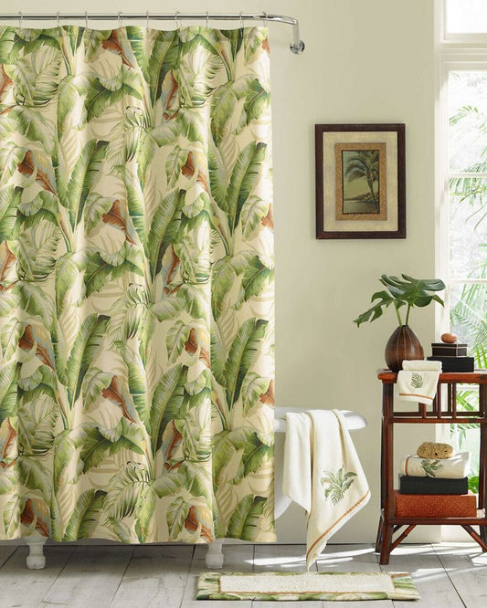 Tommy Bahama Deals - Palmiers Medium Green Shower Curtain