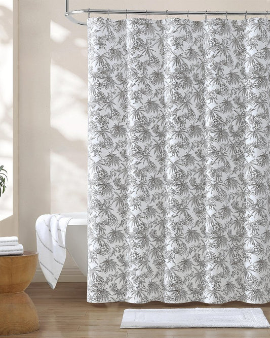 Tommy Bahama Deals - Pen and Ink Bahama Brown Palm Shower Curtain