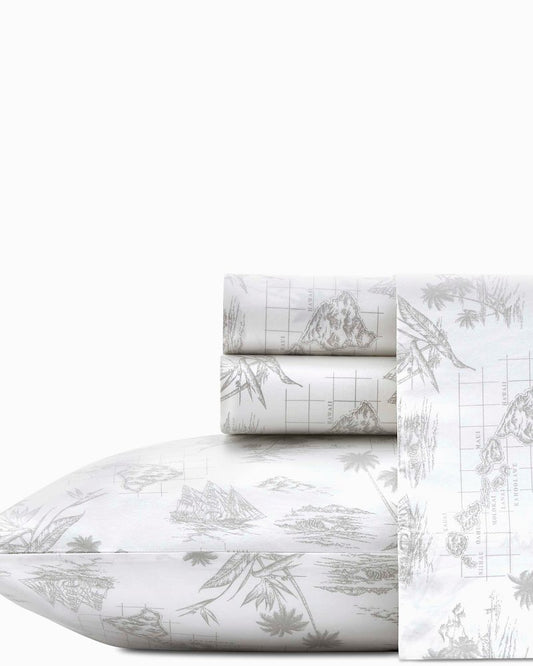 Tommy Bahama Hot Sale - Vintage Map Sheet Set, Queen