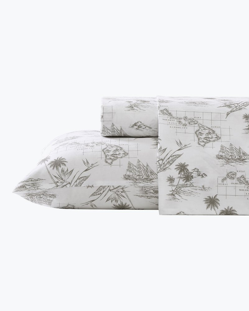 Tommy Bahama Smart Buy - Vintage Map 4-Piece Queen Sheet Set