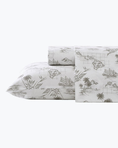 Tommy Bahama Smart Buy - Vintage Map 4-Piece Queen Sheet Set