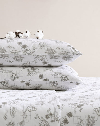Tommy Bahama Exclusive - Vintage Map 4-Piece King Sheet Set