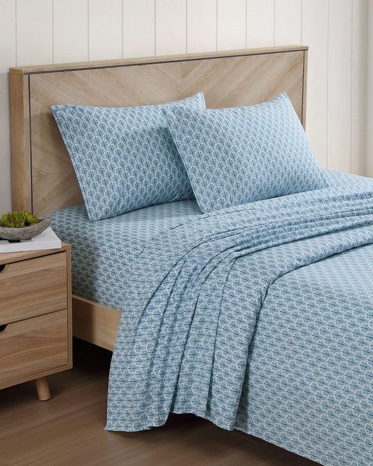 Tommy Bahama Deals - Coastal Batik Blue 4-Piece Queen Sheet Set