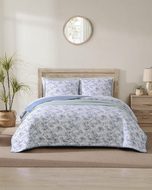 Tommy Bahama Top Pick - Pen and Ink Palm Reversible 2-Piece Twin Quilt Set