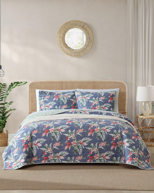 Tommy Bahama Featured - Floral Enchantment Reversible 3-Piece Full/Queen Quilt Set