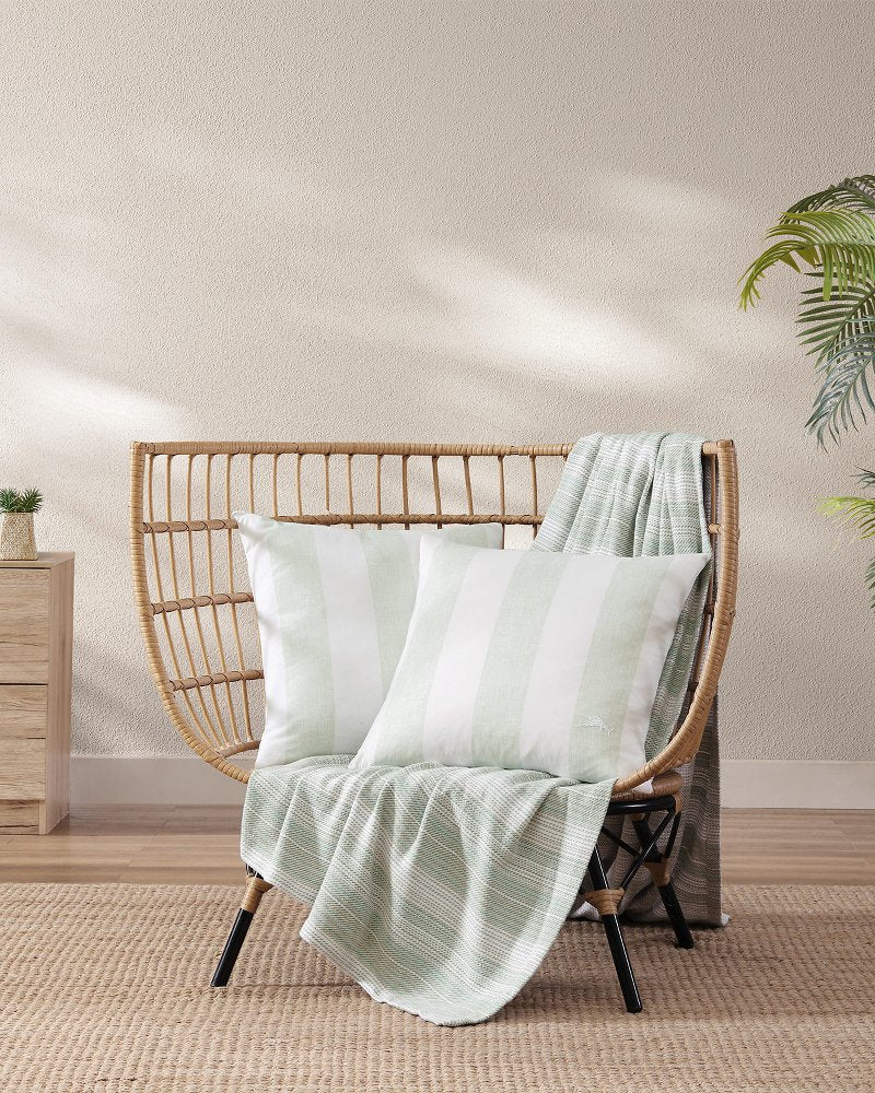 Tommy Bahama Latest - Awning Stripe Green Decorative Pillow
