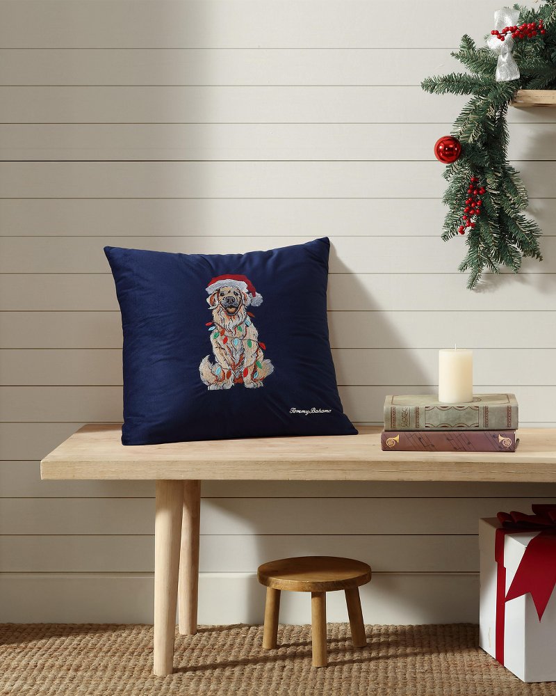 Tommy Bahama Premium - Holiday Retriever Velvet Decorative Pillow