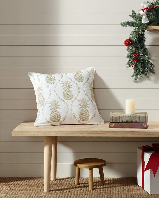 Tommy Bahama Premium - Golden Pineapples Embroidered Decorative Pillow