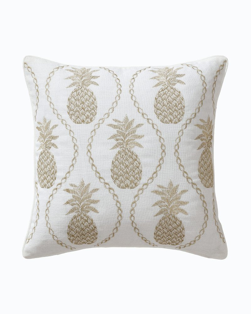 Tommy Bahama Premium - Golden Pineapples Embroidered Decorative Pillow
