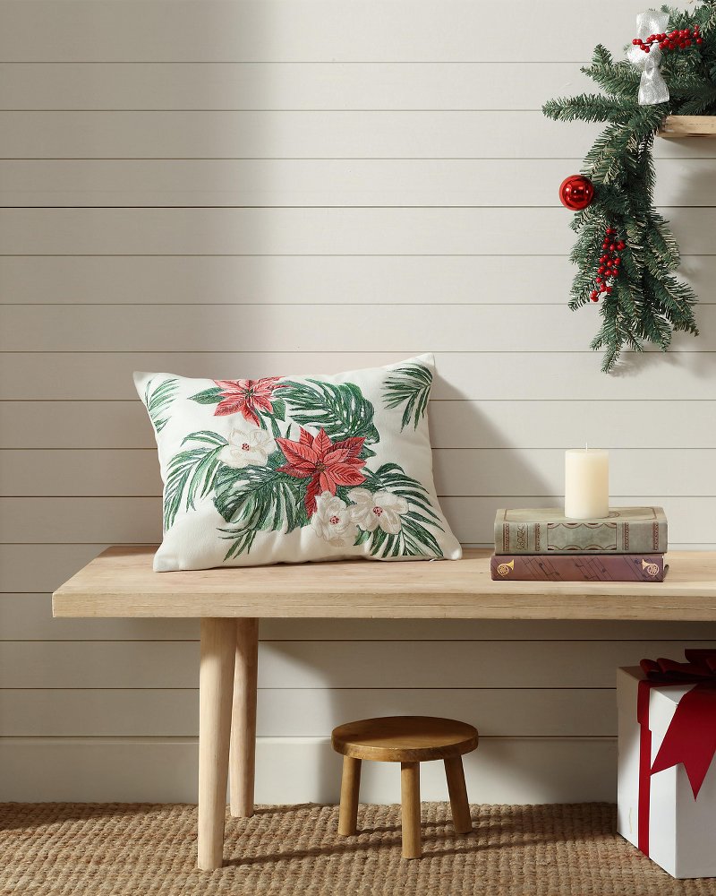 Tommy Bahama Exclusive - Festive Palms Velvet Embroidered Decorative Pillow