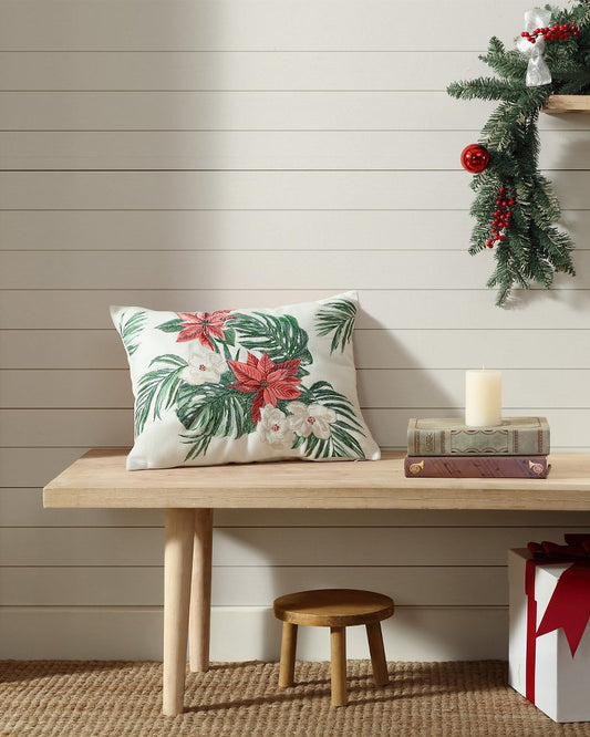 Tommy Bahama Exclusive - Festive Palms Velvet Embroidered Decorative Pillow
