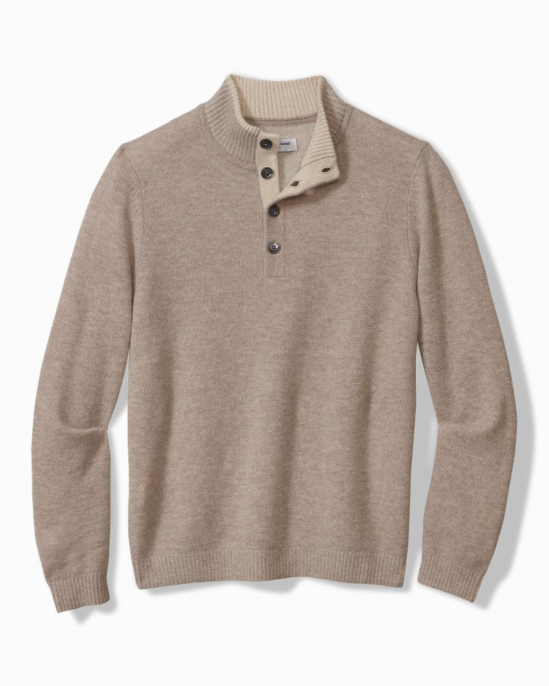 Tommy Bahama Discount - Soft Sands Cashmere Button-Mock Sweater