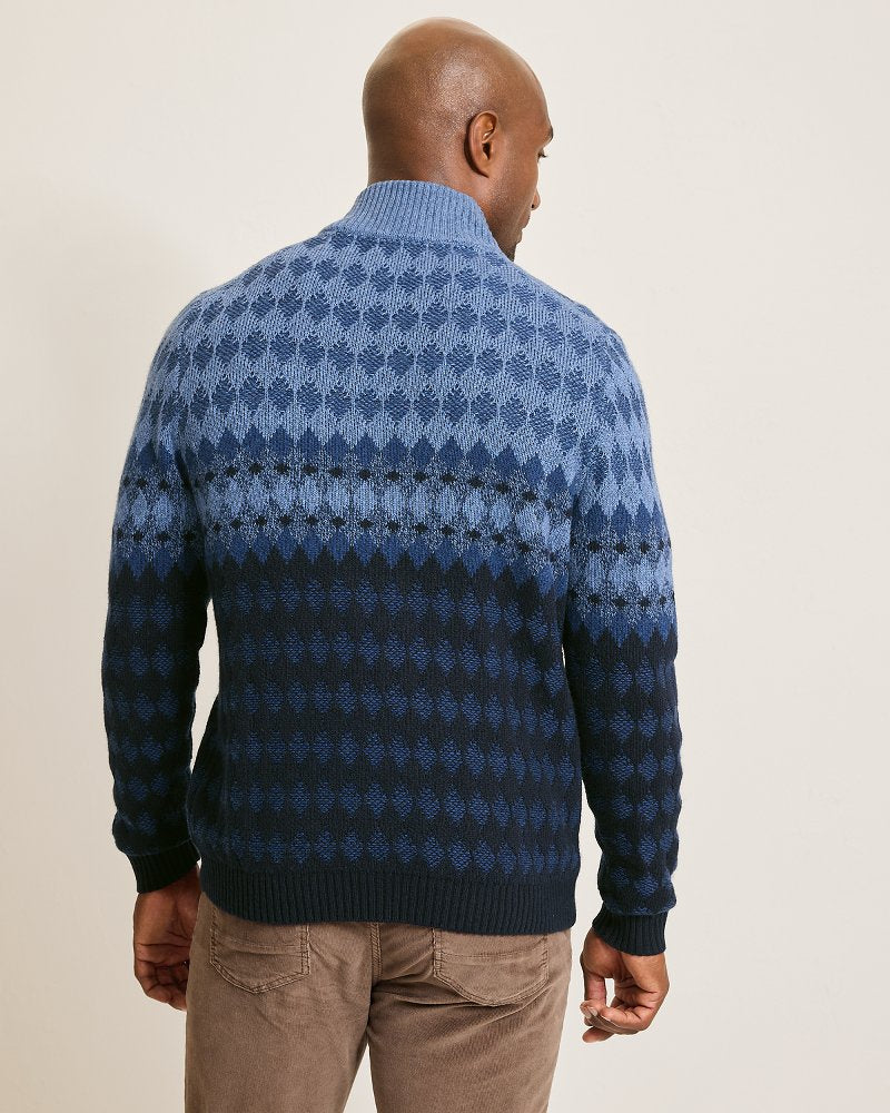Tommy Bahama Smart Buy - Ombré Argyle Half-Zip Sweater