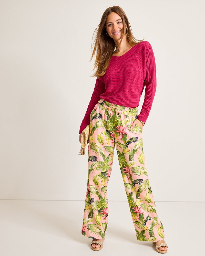 Tommy Bahama New - Two Palms Frond Royal High-Rise Linen Easy Pants