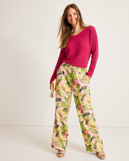 Tommy Bahama New - Two Palms Frond Royal High-Rise Linen Easy Pants