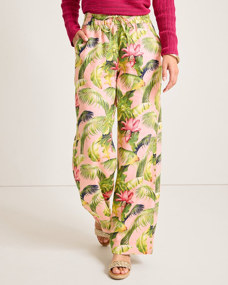 Tommy Bahama New - Two Palms Frond Royal High-Rise Linen Easy Pants