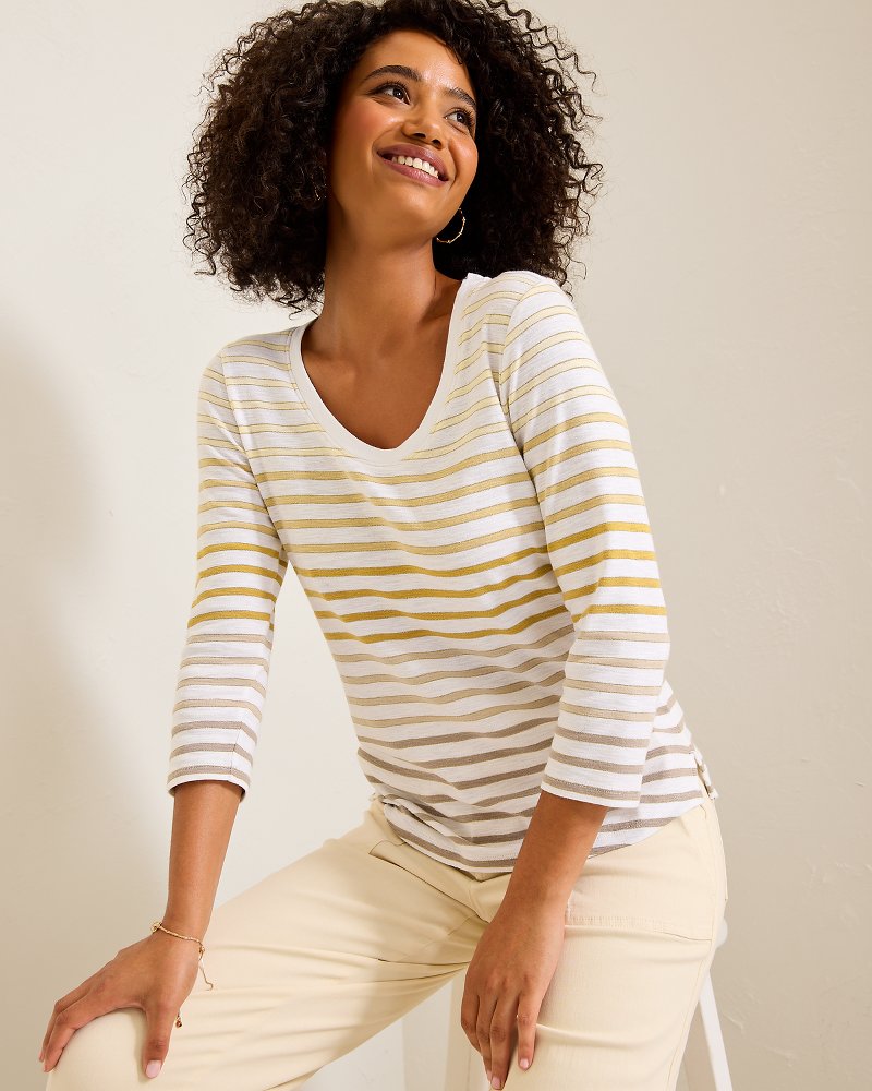Tommy Bahama Popular - Ashby Isles Horizon Stripe 3/4-Sleeve T-Shirt