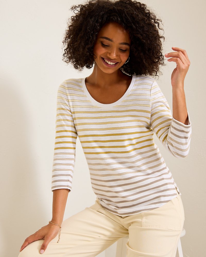 Tommy Bahama Popular - Ashby Isles Horizon Stripe 3/4-Sleeve T-Shirt