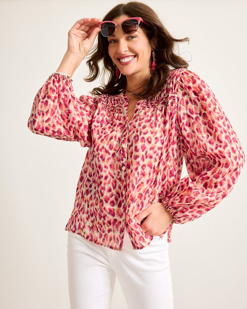 Tommy Bahama Popular - Jeweled Jaguar Pintuck Blouse