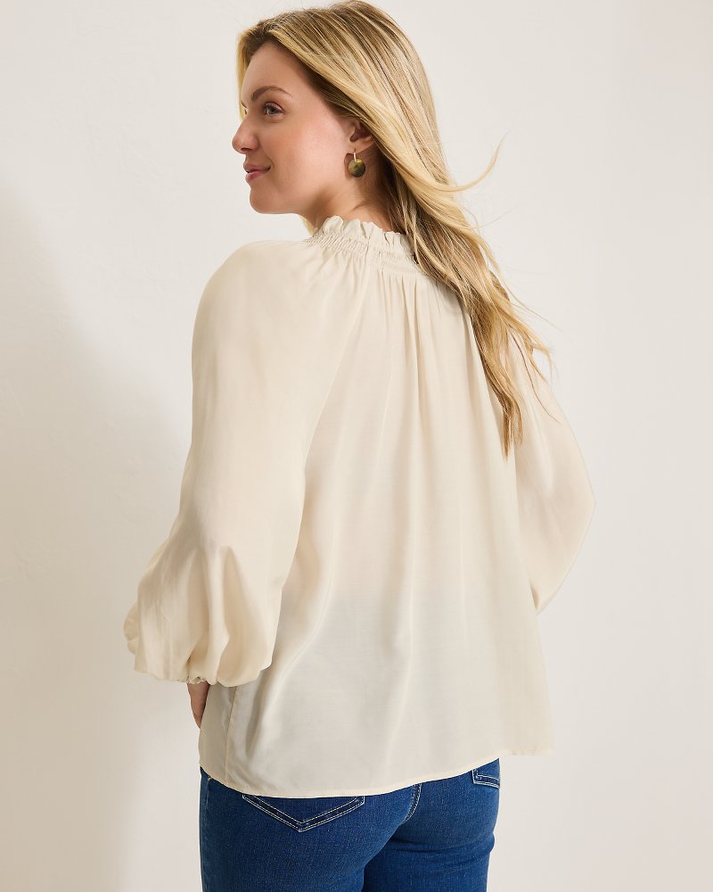 Tommy Bahama Quality - Silky Seas Smocked Peasant Top