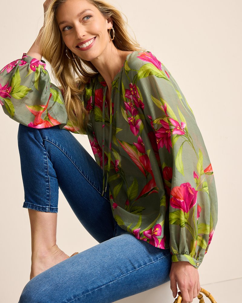 Tommy Bahama Essential - Agua Amara Lavish Blooms Peasant Top
