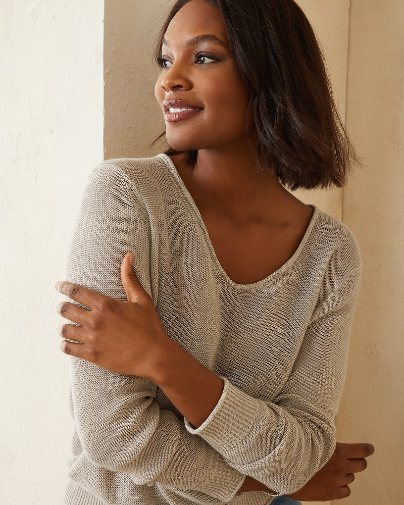 Tommy Bahama Customer Favorite - Cedar Linen Long-Sleeve V-Neck Sweater