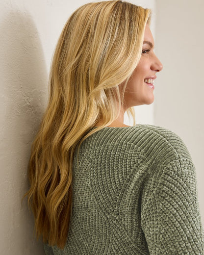 Tommy Bahama Top Pick - Island Luna Chenille Shell Stitch Boat-Neck Sweater
