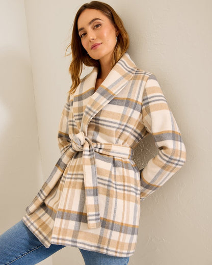 Tommy Bahama Essential - Wooly Plaid Wrap Coat