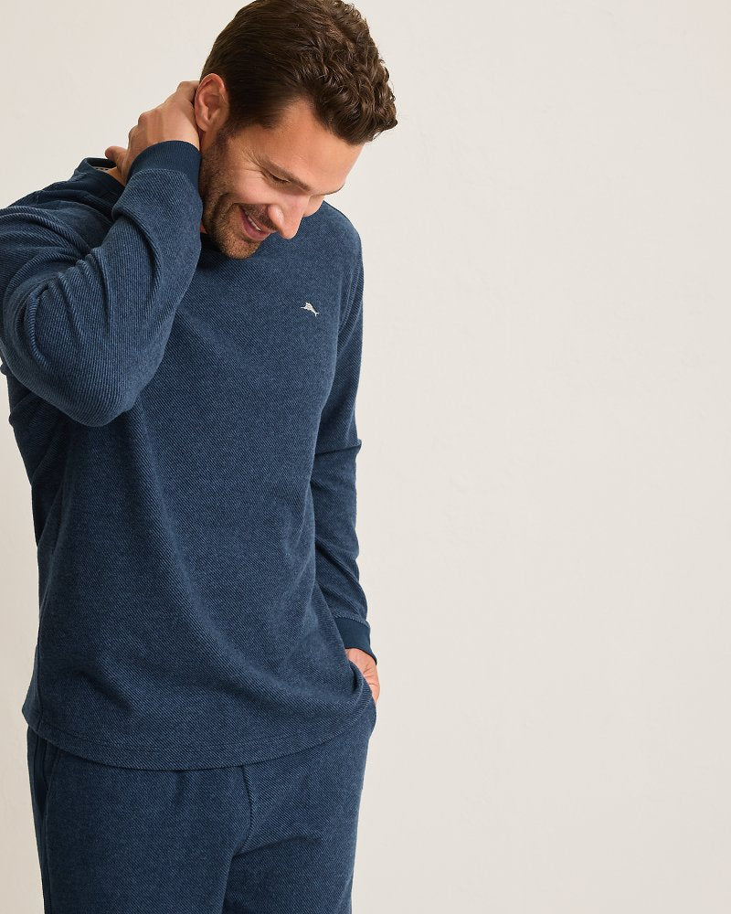 Tommy Bahama Best Price - Textured Twill Stripe Crew Long-Sleeve Top