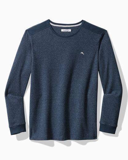 Tommy Bahama Classic - Big & Tall Textured Twill Stripe Crew Long-Sleeve Top