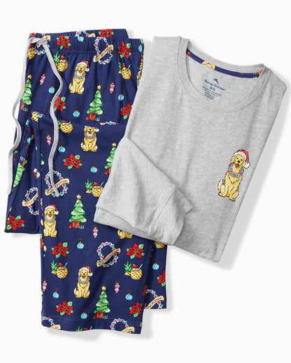 Tommy Bahama Featured - Big & Tall Holiday Dog Long Sleeve & Pants Pajama Set