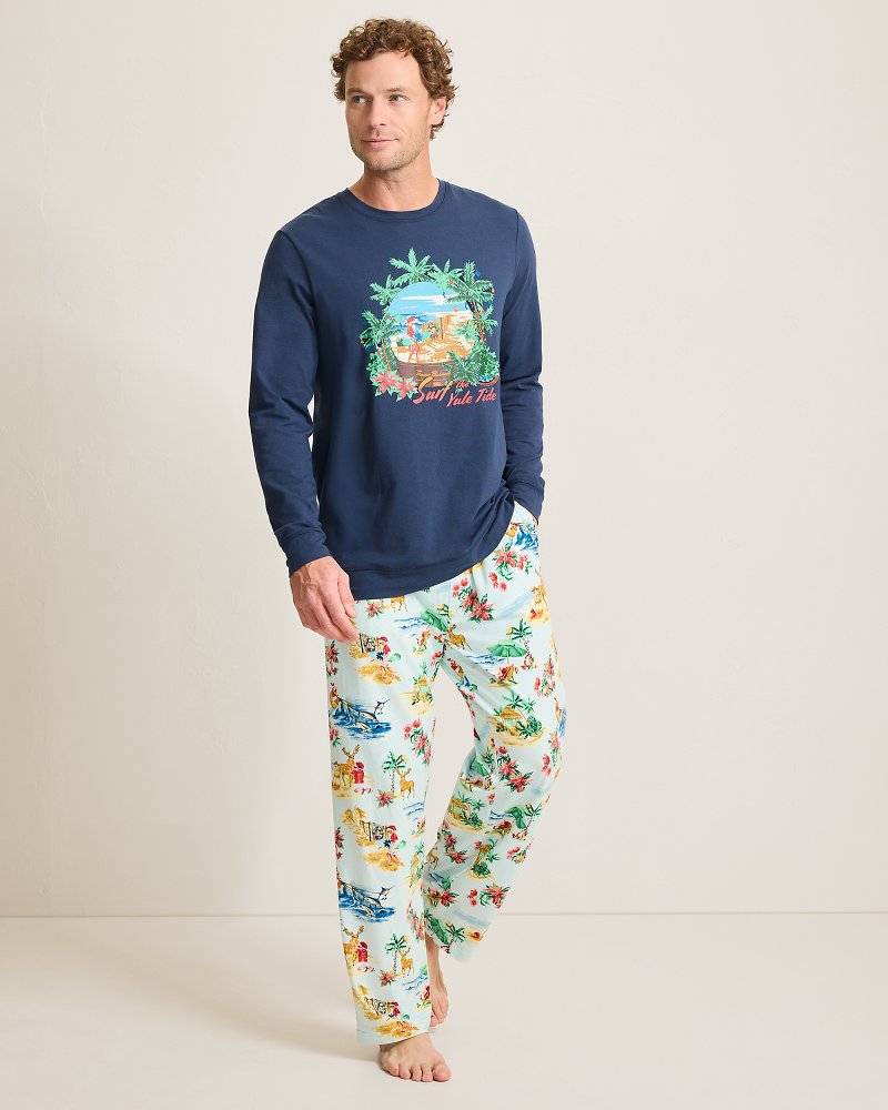 Tommy Bahama New - Holiday Santa Long Sleeve & Pants Pajama Set