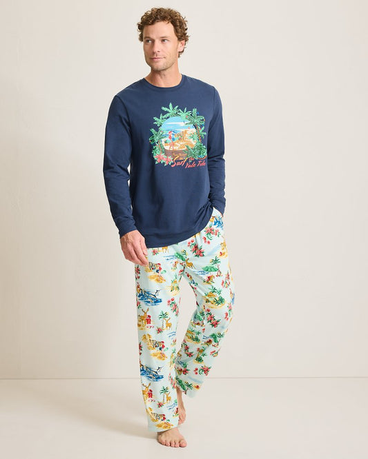 Tommy Bahama New - Holiday Santa Long Sleeve & Pants Pajama Set