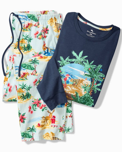 Tommy Bahama New - Holiday Santa Long Sleeve & Pants Pajama Set
